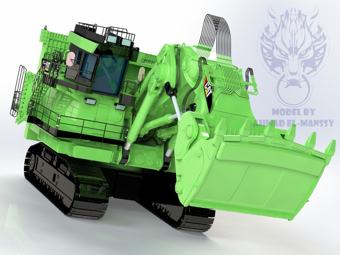 Caterpillar CAT 6021B大型挖掘机造型3D建模图纸 Solidworks设计